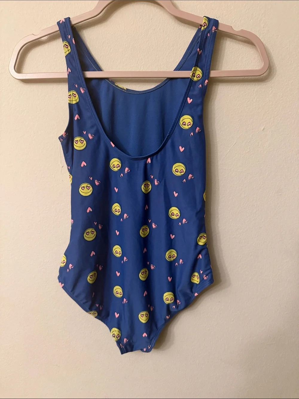 GAP Kids Royal Blue One-Piece Swim with Yellow Smiley Faces & Pink Hearts 99
